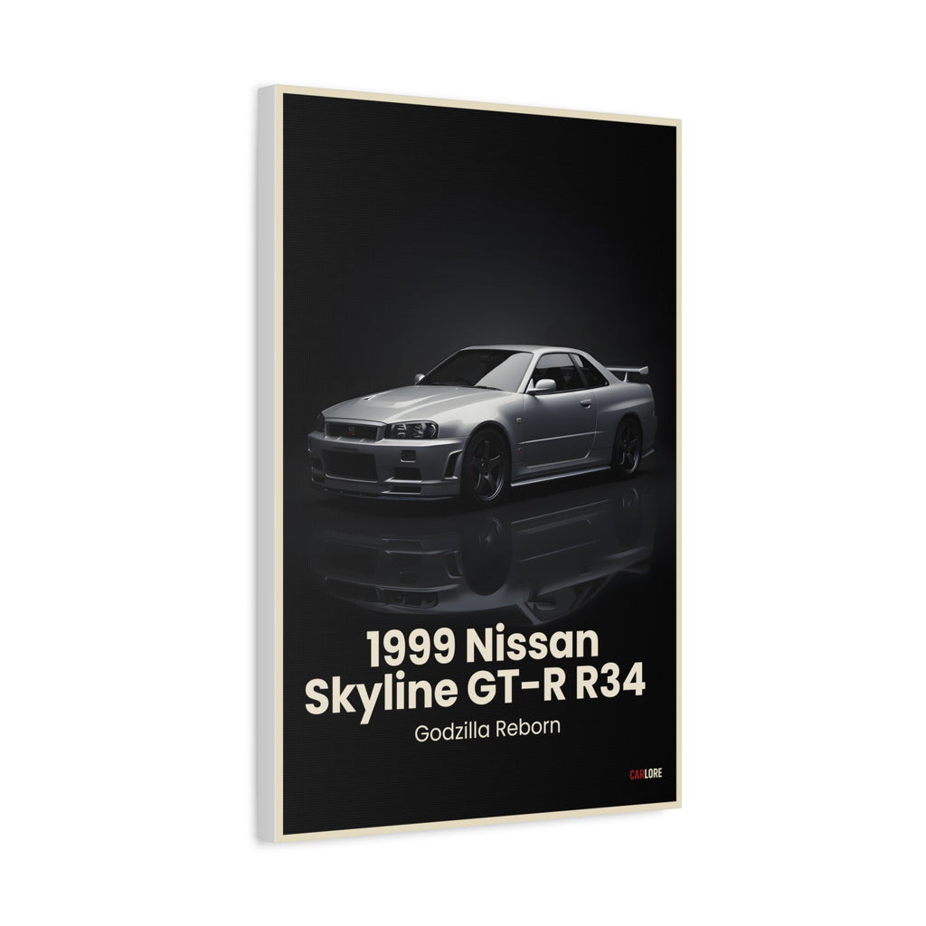 1999 Nissan Skyline GT-R R34 – Godzilla Reborn | Hyper-Realistic Collector's Wall Art