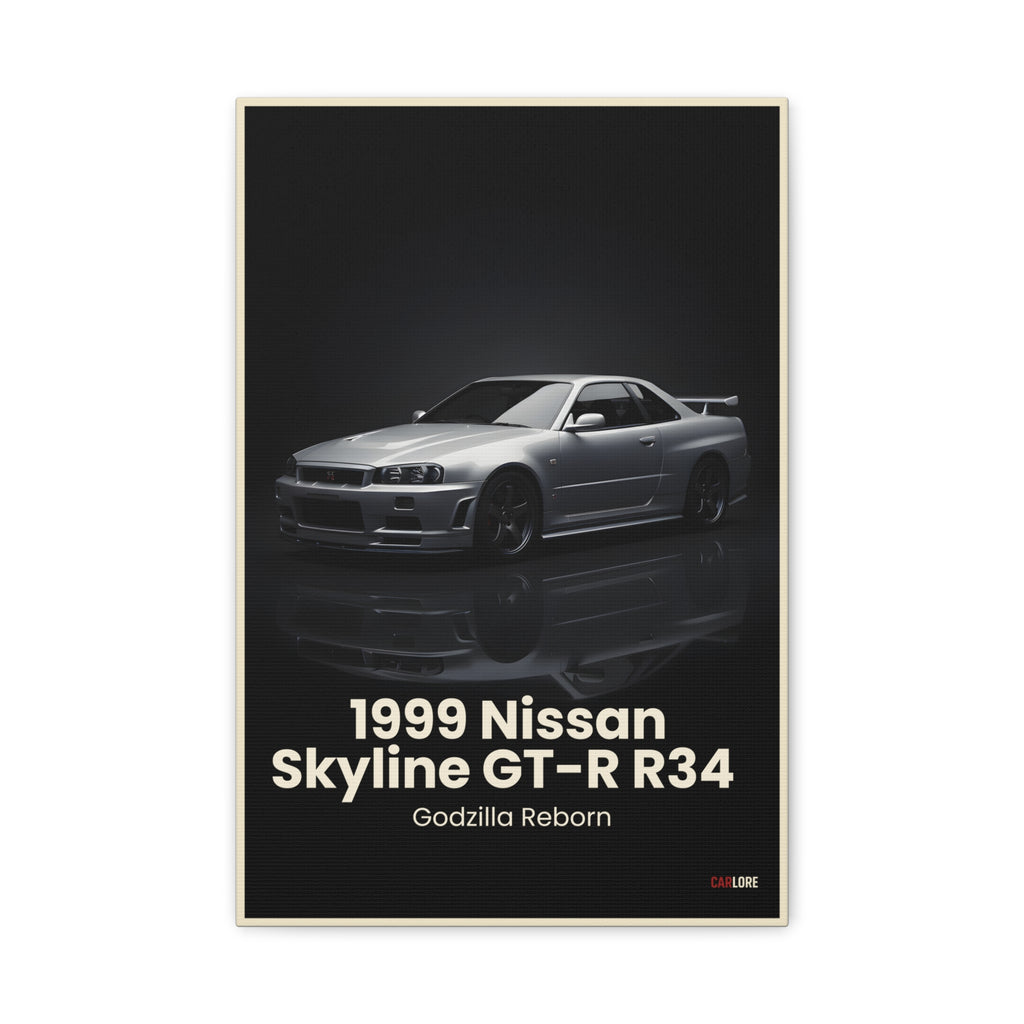 1999 Nissan Skyline GT-R R34 – Godzilla Reborn | Hyper-Realistic Collector's Wall Art