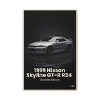 1999 Nissan Skyline GT-R R34 – Godzilla Reborn | Hyper-Realistic Collector's Wall Art